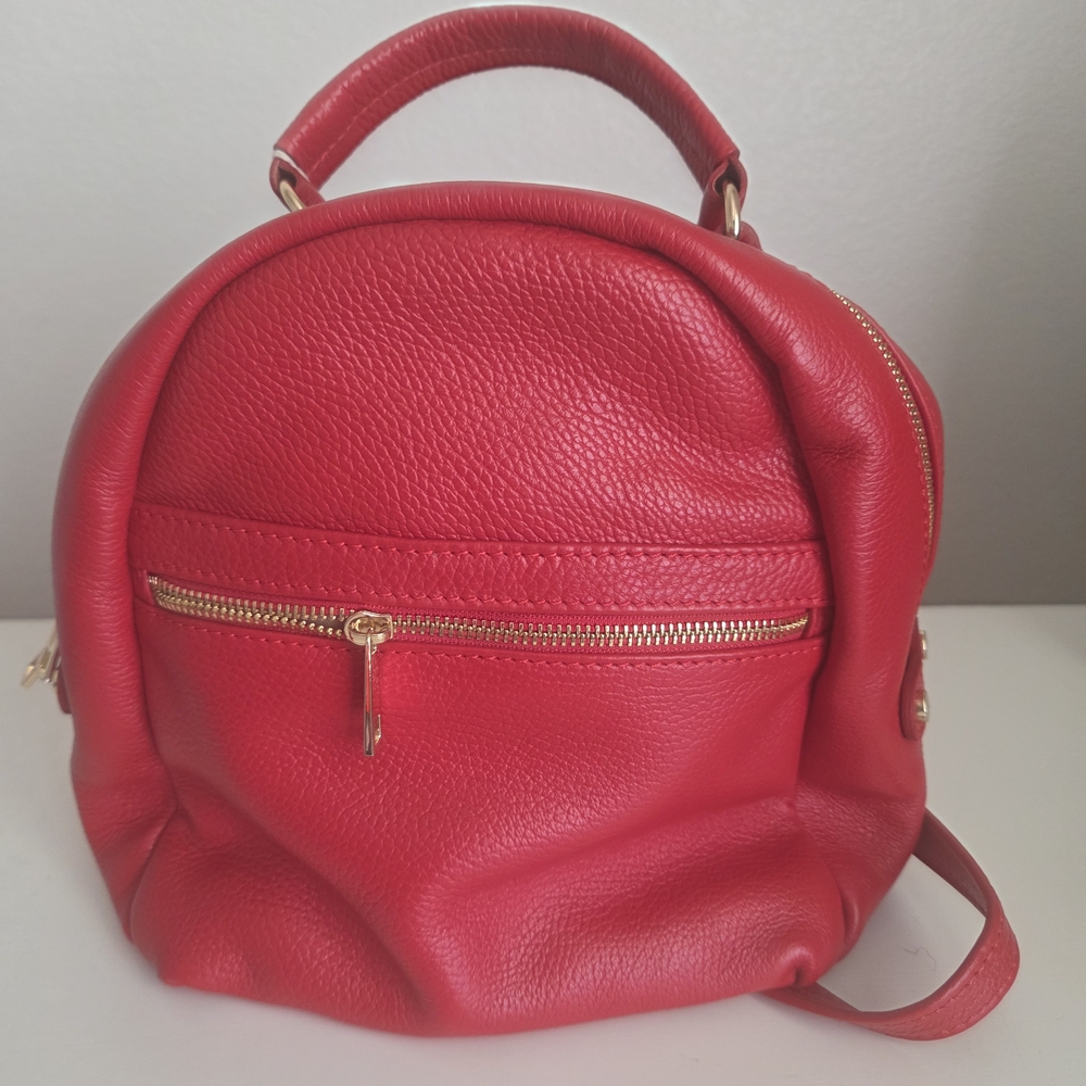 Chic Red Leather Backpack